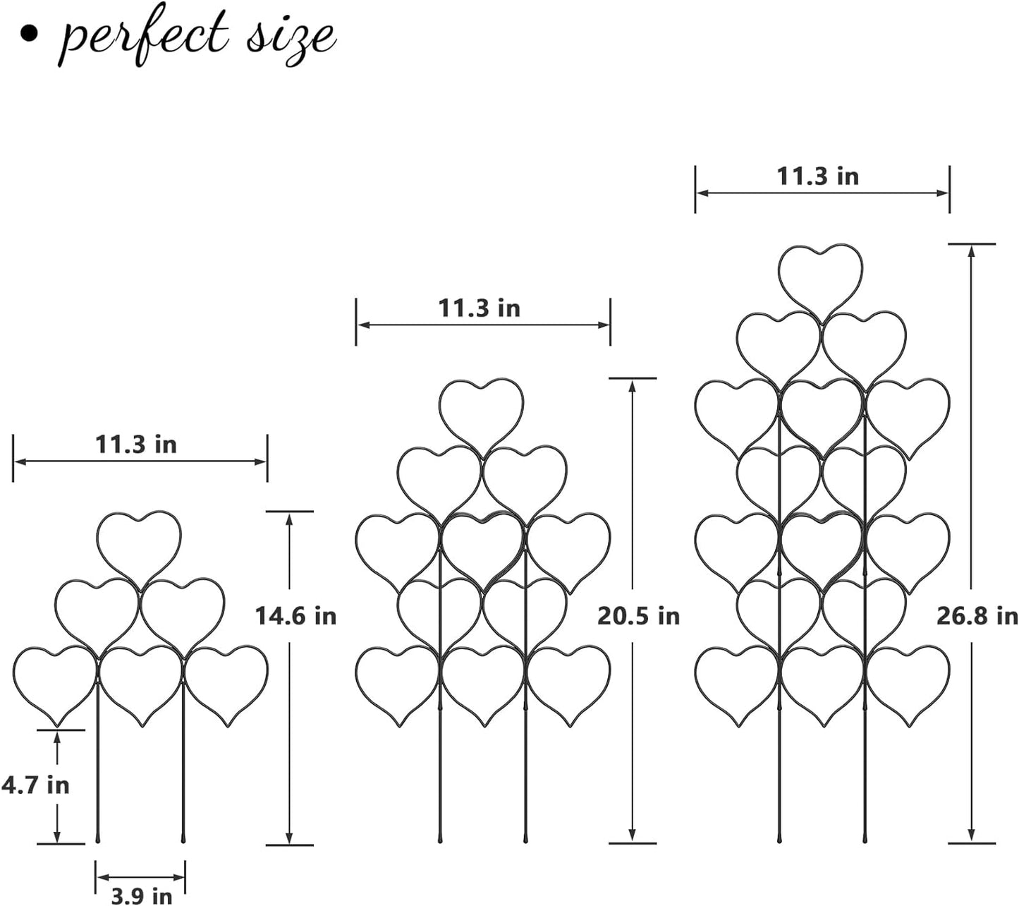 Indoor Plant Trellis for Climbing Plants, Stackable Garden Trellis for Potted Plants, Small House Plant Trellis for Vine Ivy Flower Plant Support Outdoor DIY Metal Trellis 3 Pack, Black