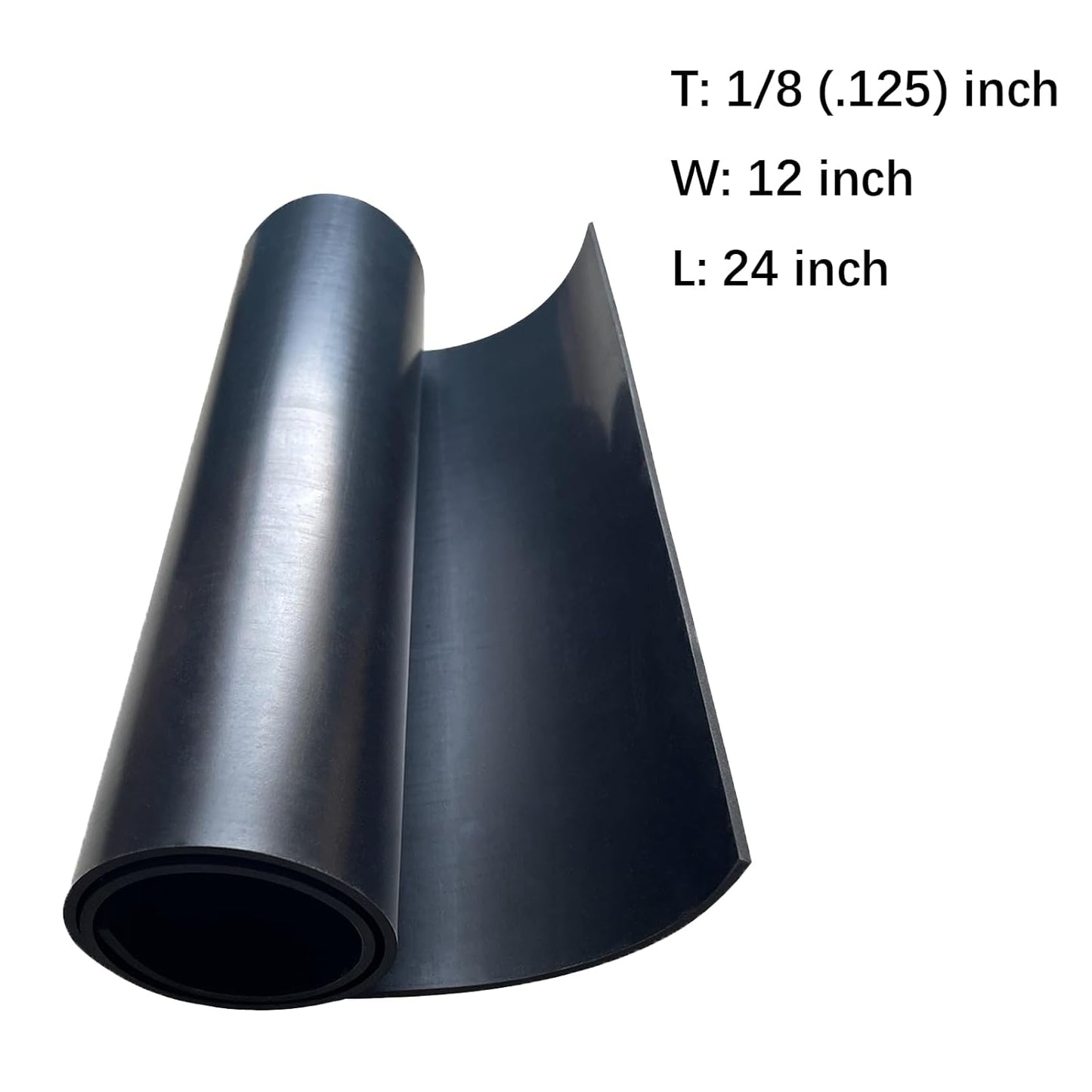 Solid Rubber Sheet Roll 1/8 (.125)" Thick X 12" Wide X 24" Long, Solid Rubber Strips, Sheet, Rolls for Bumpers, Flooring Protection, Sealing, DIY