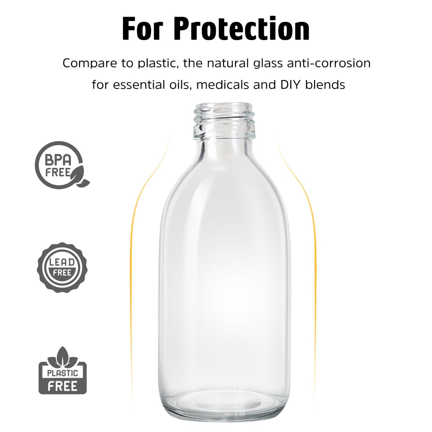 Tecohouse 2 Pack Glass Spray Bottles, 250ml Small Glass Bottles for Cleaning Solutions, Spray Bottles for Essential Oils, Plants, with Durable Nozzle, Labels, Funnel - Clear