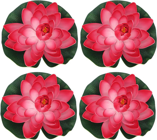 FZBNSRKO Artificial Lotus,4PCS 7.1" Inch Floating Foam Lotus Flowers for Pool,Realistic Water Lily Pads for Home Outdoor Patio Pond Wedding Party Decorations,Peach Red