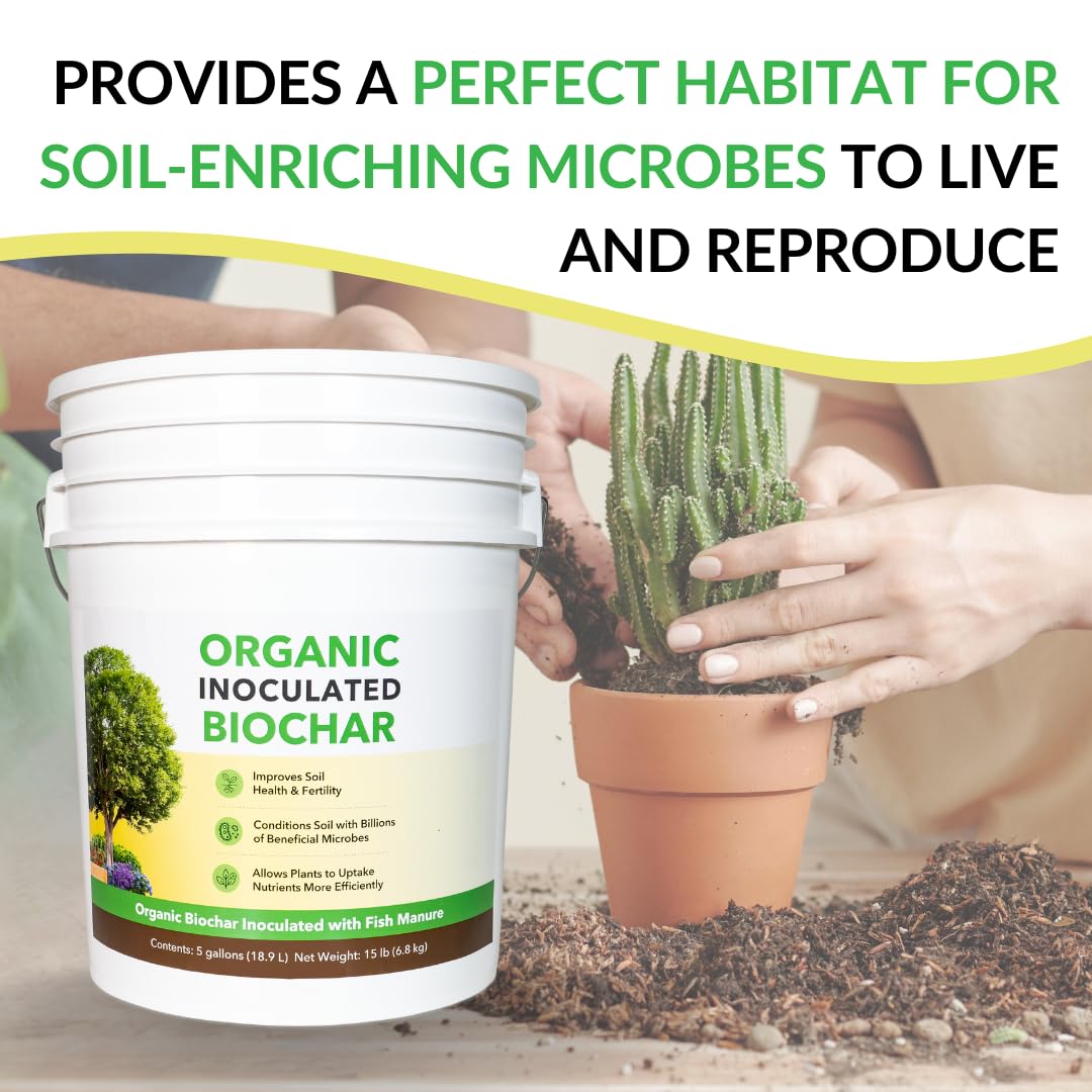 FOOP Organic Inoculated Biochar: Helps Plants and Trees Get The Most Out of Soil | Allows Plants to Uptake Nutrients More Efficiently | Contains Millions of Soil-Enriching Micro-Organisms | 5G Pail