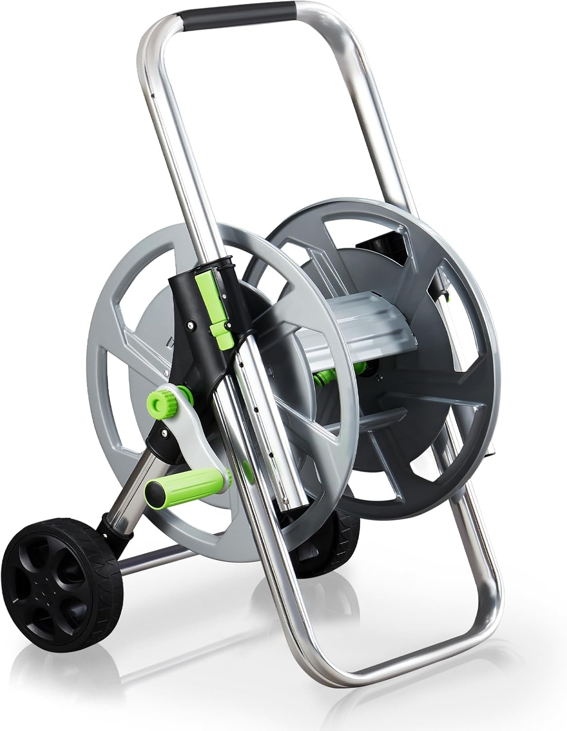 Garden Hose Reel Cart, Holds 75-150 Feet of 5/8-Inch Hose, Portable Hose Reel Cart With Wheels,Adjustable Handrail, Quick Hose Connector
