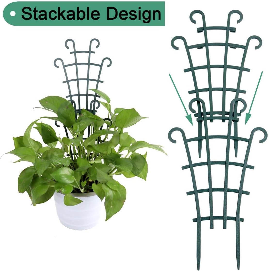 Trellis for Potted Plants, Stackable Small Indoor Plant Trellis for Climbing Plants Outdoor for Vine Ivy Hoya Houseplants Flower Plant Support, 4 Pack