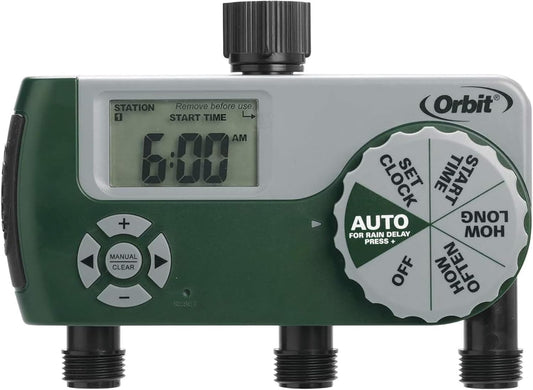 3-Pack Orbit 56082 3-Outlet Hose Watering Timer, Green…