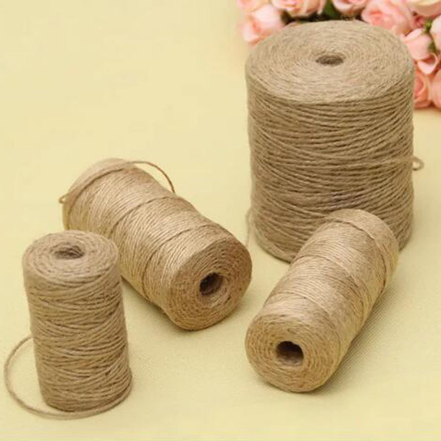 1/6 in (4 mm) X 164 Ft (50 Meters) Jute Garden Twine Rope String for Home Decorating, Cat Scratcher Post Tree, DIY Arts Crafts, Binding, Packing Material