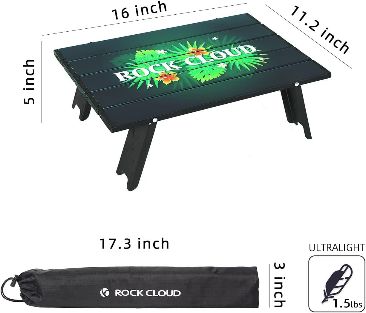 ROCK CLOUD Portable Beach Table Aluminum Ultralight Folding Camping Table, Limited Edition Tabletop