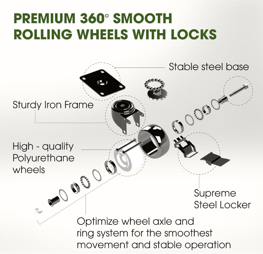 Idzo 16inches Capacity 500lbs Wood Plant Caddy With Wheels Heavy Duty, Acacia Hardwood Plant Dolly, Plant Stand with 360° Lockable Wheels for Plant Pots, Heavy Objects Hauling - Natural Wood