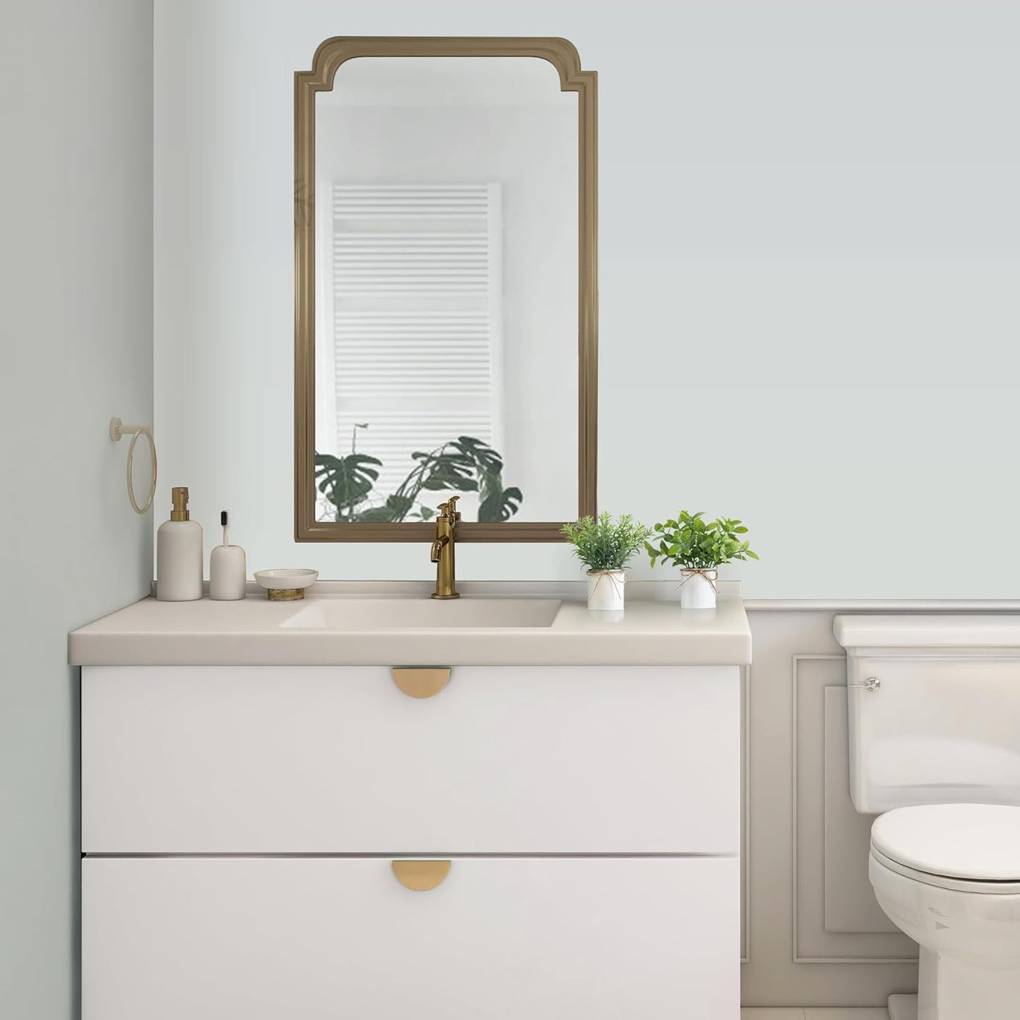 Mkono 4 Packs Small Fake Plants in Farmhouse Galvanized Pots Table Centerpiece Mini Potted Artificial Plants Faux Eucalyptus for Shelf Office Rustic Home Decor (White)