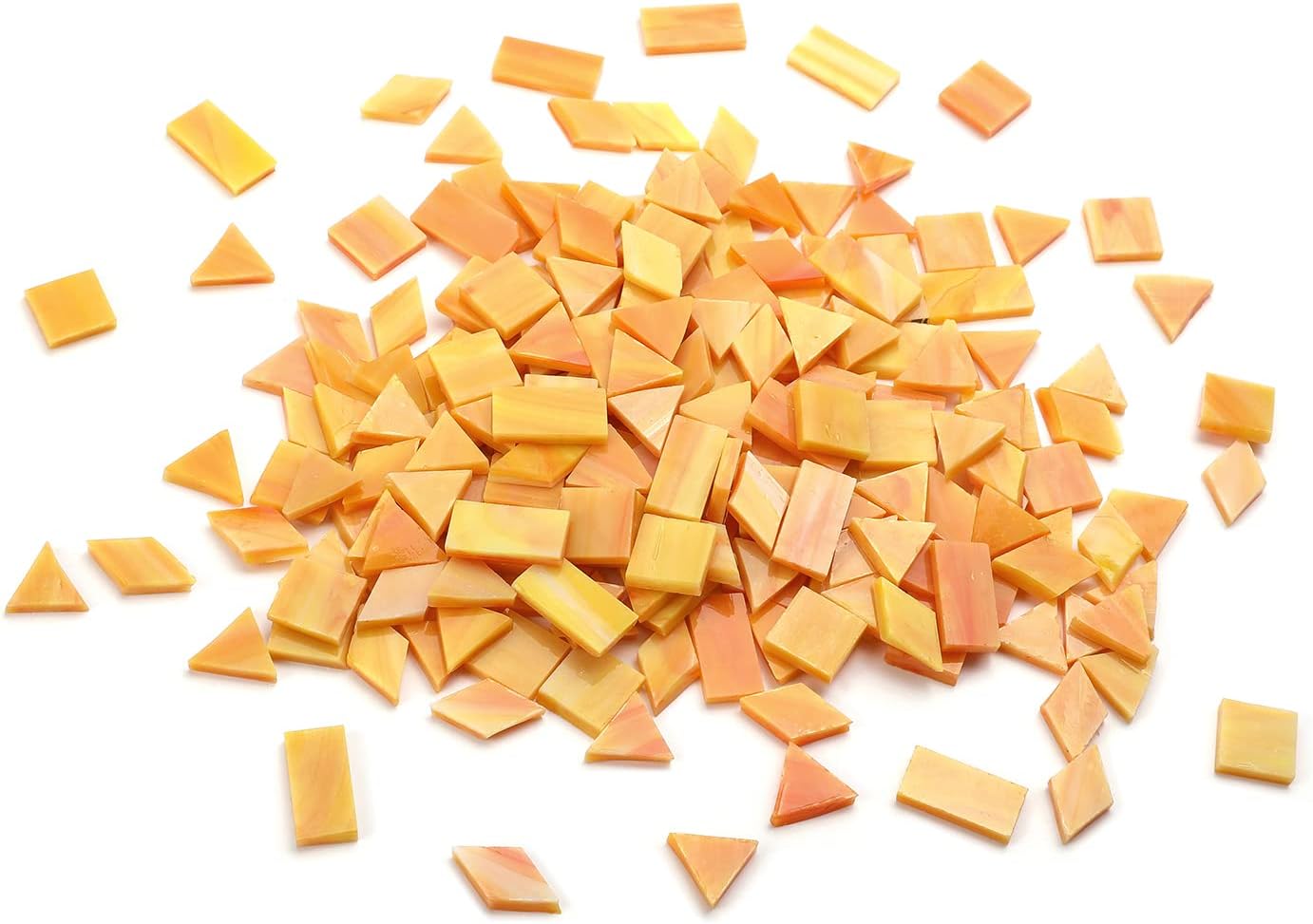 Lanyani 200 Mixed Color Glass Mosaic Tiles - 4 Shapes, Tiffany Stained Glass Pieces for Crafts, Pumpkin Orange