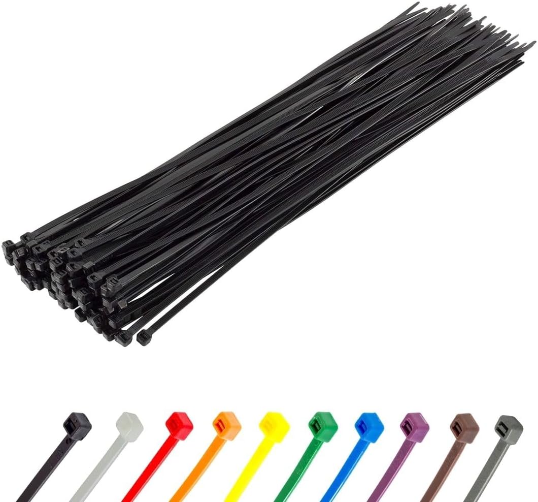 GTSE 14 Inch Black Zip Ties, 100 Pack, 40lb Strength, UV Resistant Long Nylon Cable Ties, Self-Locking 14" Tie Wraps