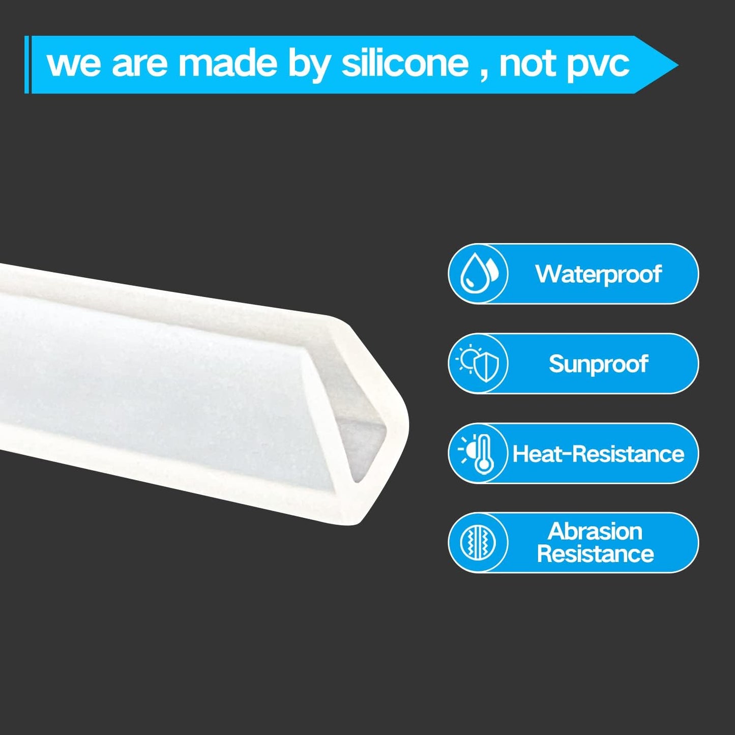 Clear Rubber Edge Trim, U Channel Silicone Rubber Edge Trim, 1/8" Slot, Fit for 3/32-5/32", White Color, Edge Protector for Plywood, Sheet Metal Parts