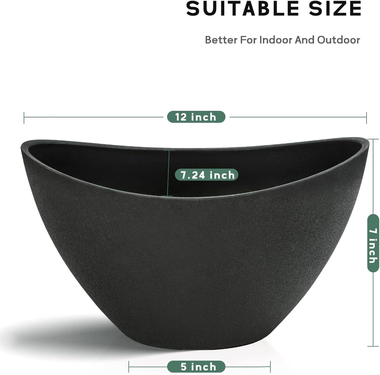 LaDoVita Plant Pots with Drainage Holes, 12 Inch Large Planters for Indoor Plants, Plastic Flower Pots Outdoor, Set of 2 Pack, Frosted Black