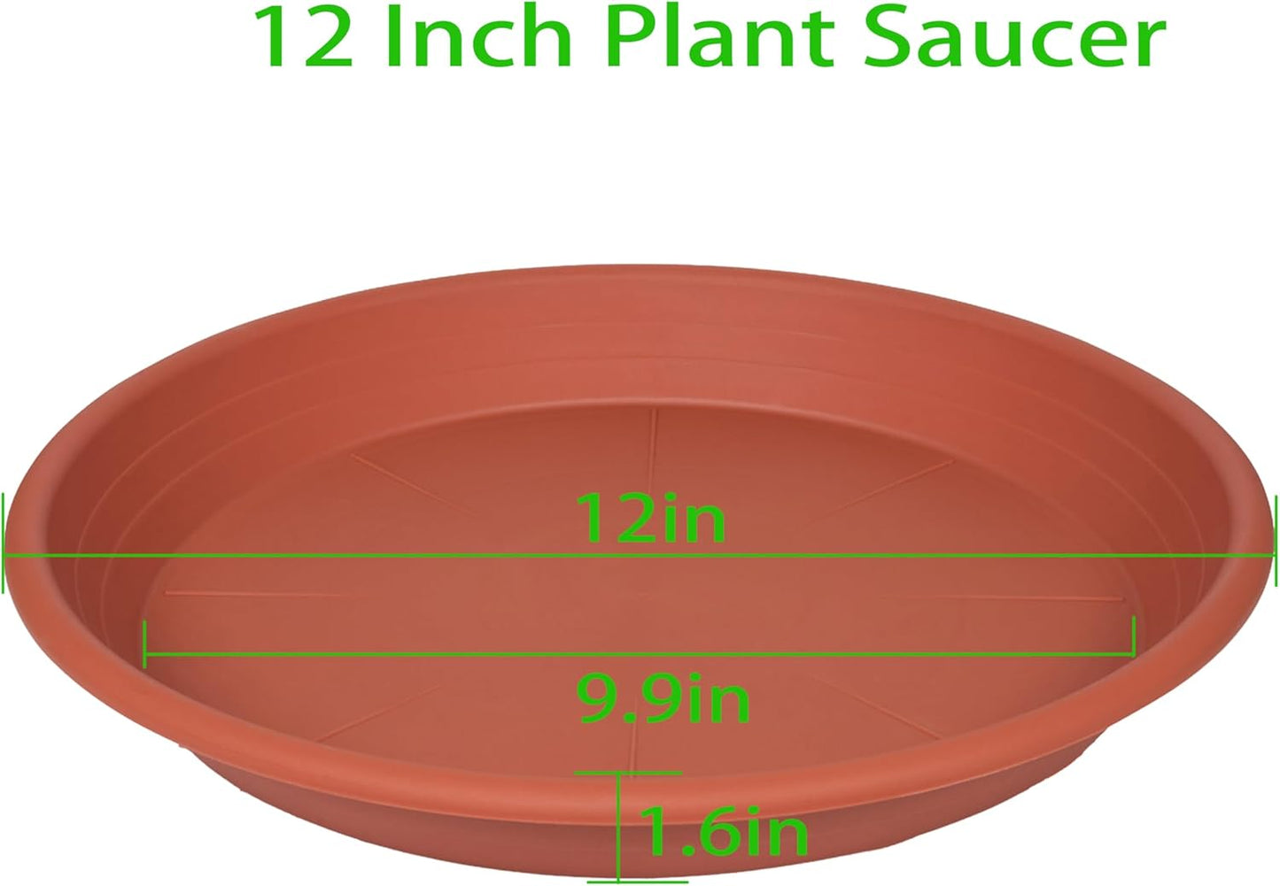 2 Pack of Plant Saucer 12 inch, 12 inch Plastic Plant Drip Trays, Heavy Duty Plant Trays for Indoors no Holes, Plant Water Tray for Planters (Terracotta)
