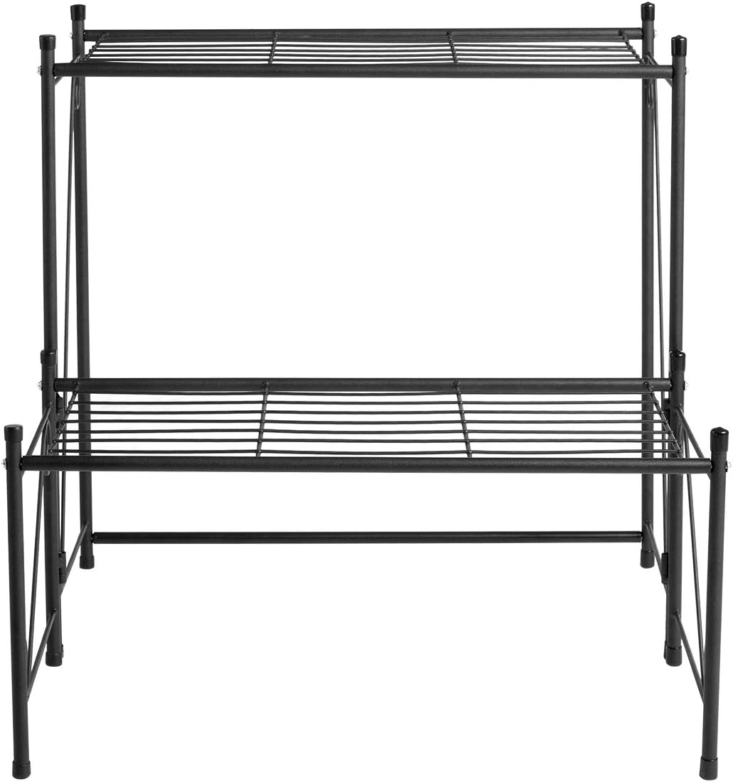 DOEWORKS 2 Tier Metal Plant Stand Storage Rack Shelf, Flower Pot Holder Display Shelf, Black