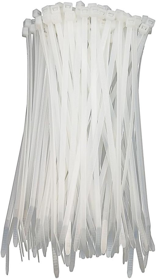 HS Clear Zip Ties 6 Inch Small (100 Pcs) 18 LBS Self Locking Zip Ties White Nylon Ties Thin,Strong and Durable