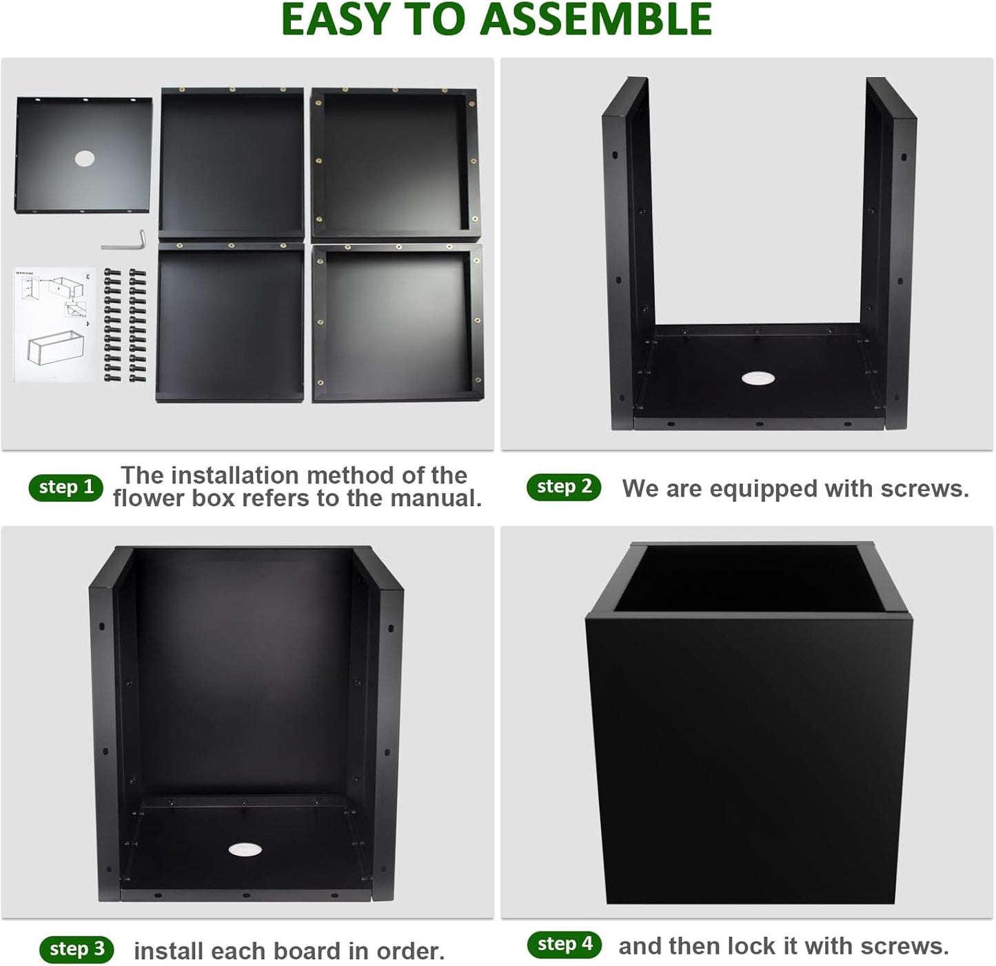 Steel Planter Box 20"x20"x21", Metal Square Planter Box Indoor&Outdoor, Galvanized Steel Rectangular Planter Box for Commercial and Residential Use fit Patio,Porch, Yard, Garden