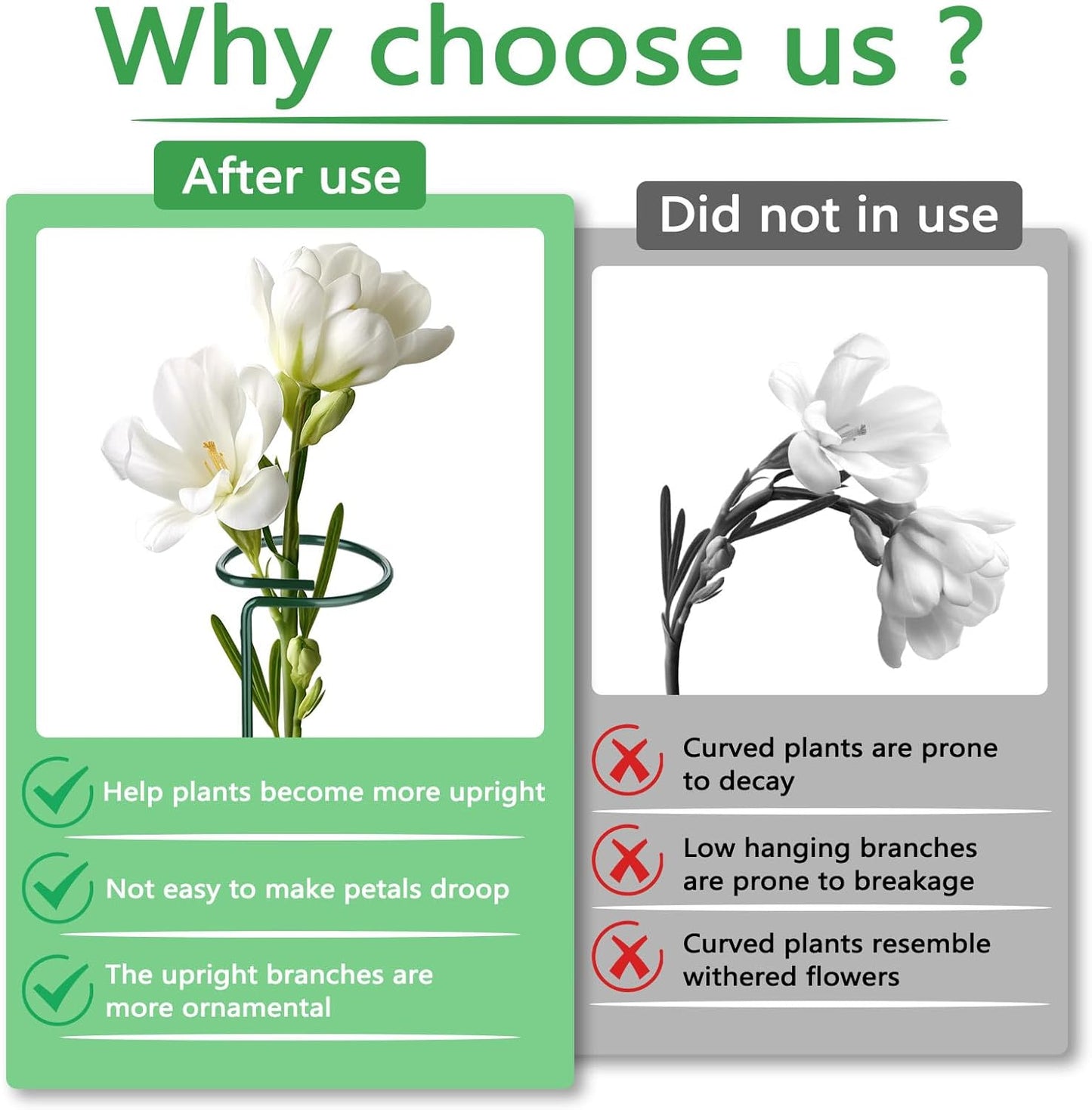 Huakaile 4 Packs Adjustable 35.4" Plant Stakes and Supports with 30 Pieces 9" Twist Ties, Green Plant Holder Stick Outdoor Indoor, Metal Flower Support Stakes Rings for Gardens Vegetables (90 cm)