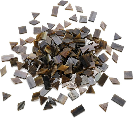 Lanyani Glass Mosaic Tiles for Art Crafts, 4 Shapes Mixed Tiffany Stained Glass Pieces, 200 Pieces, Square/Rectangle/Diamond/Triangle,Coffee