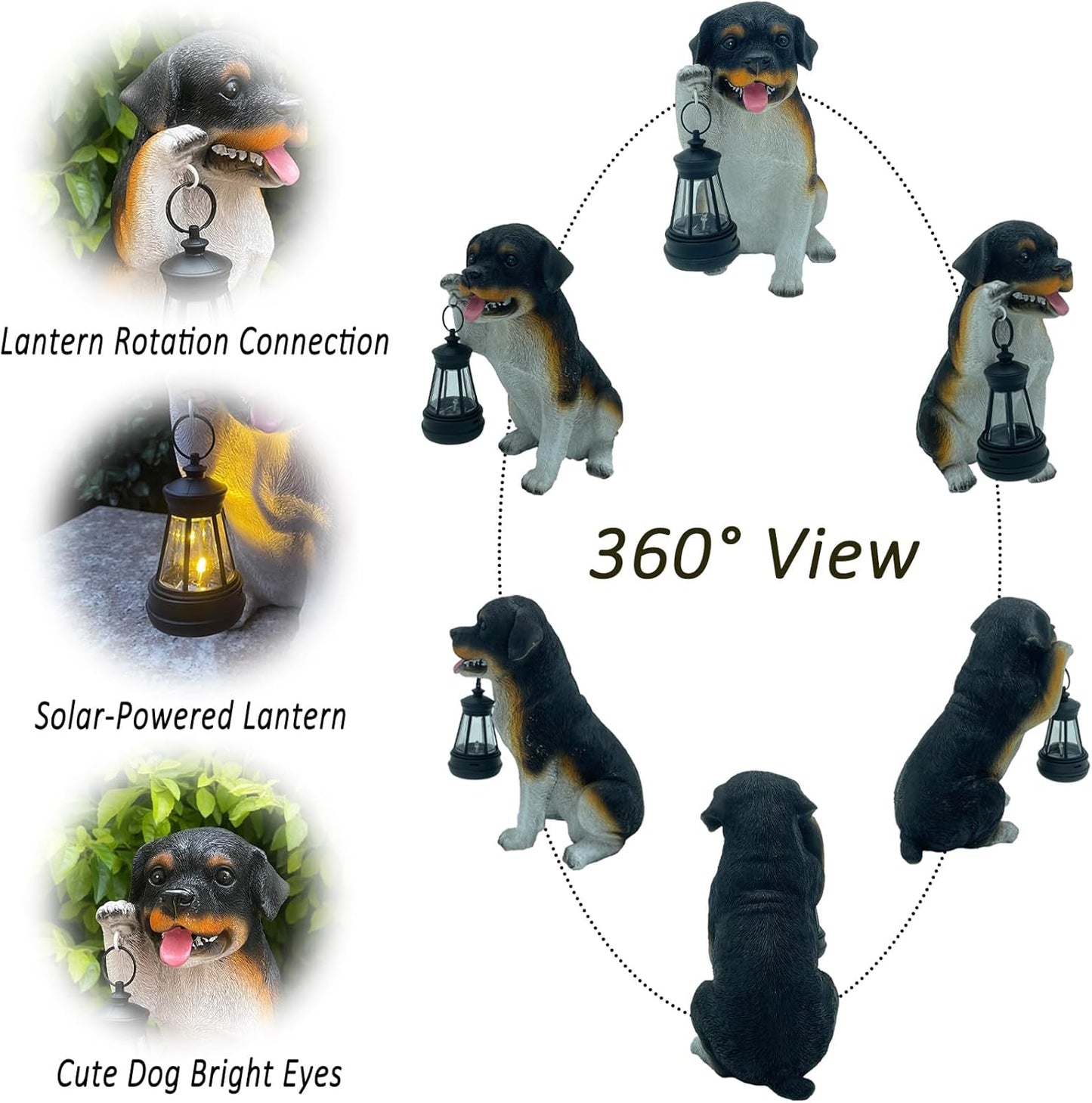 Solar Garden Statues Dog Figurine with LED Light Lantern Outdoor Art Decor for Patio Lawn Yard Housewarming Home Ornaments Gifts for Dog Lovers Mom Grandma Women