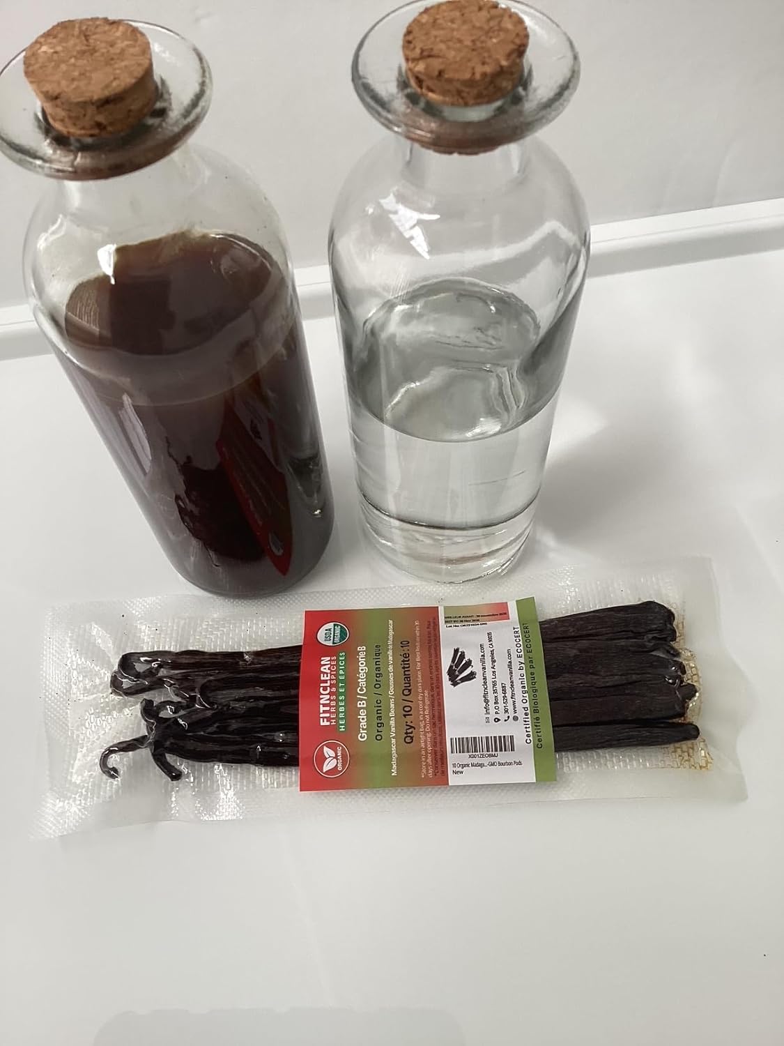 10 Organic Madagascar Vanilla Beans Grade B. Certified USDA Organic 5.5"-7" for Extract and Cooking by FITNCLEAN VANILLA| Whole NON-GMO Bourbon Pods