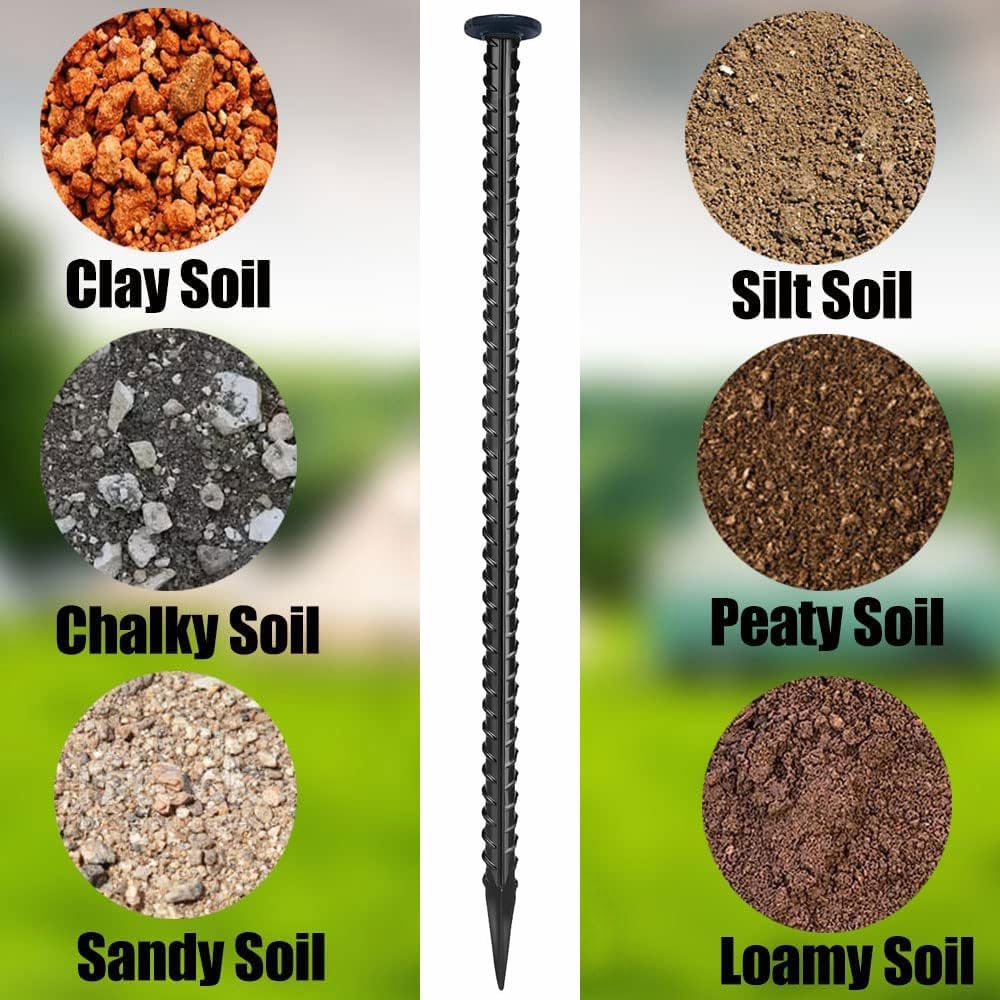 16 Inch Rebar Stakes, Ground Stake, 1/2 Inch Diameter，Galvanized Steel Ground Anchors, Landscpe Stakes, Heavy Duty Metal Spikes，Asphalt Anchor,Used for Speed Bump Wheel Stop and Camping (6 Pack)