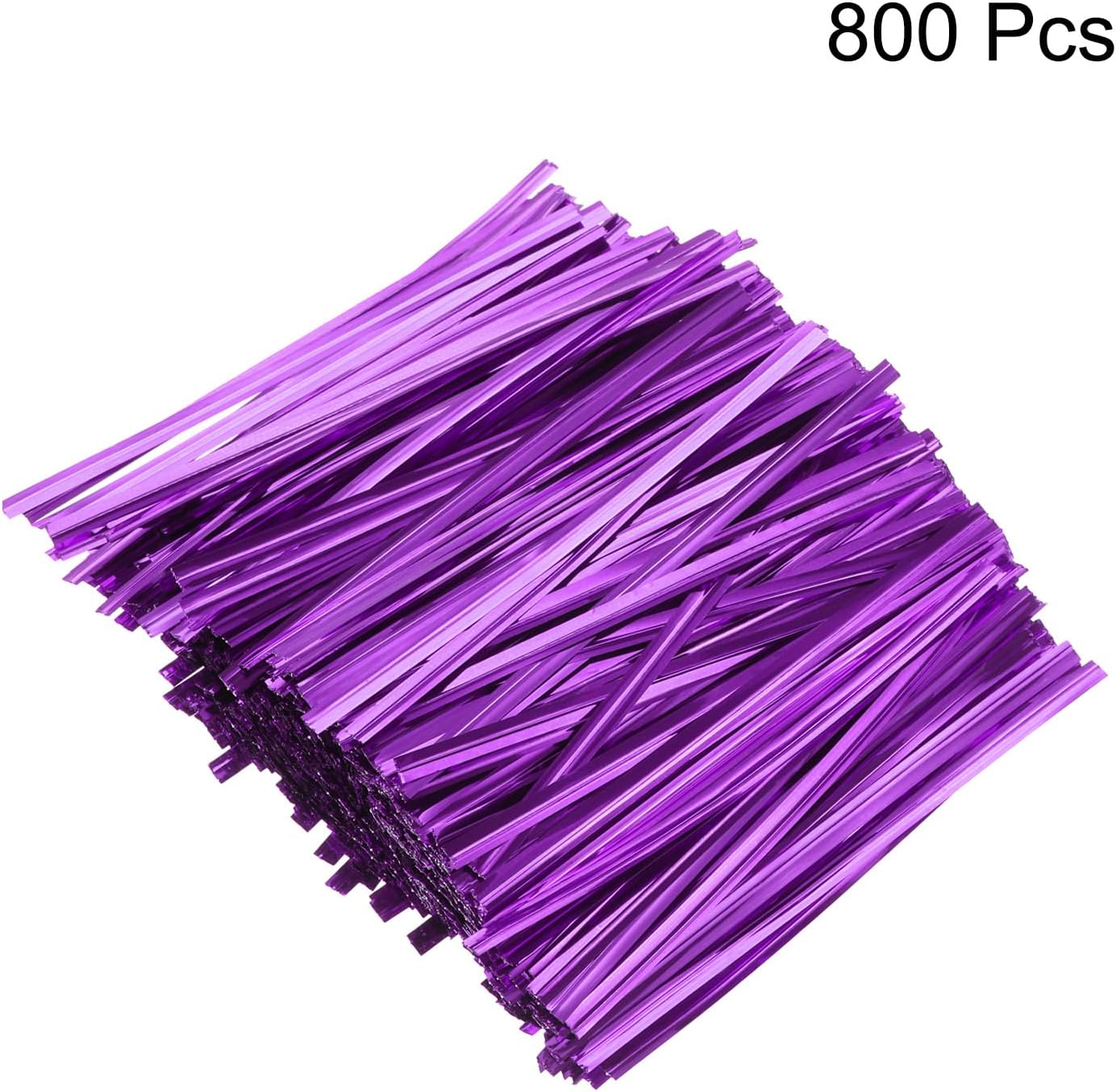 HARFINGTON 800pcs Bag Twist Ties 4" Reusable Plastic Metallic Twist Ties Wire Cable Ties for Party Bread Candy Cake, Purple
