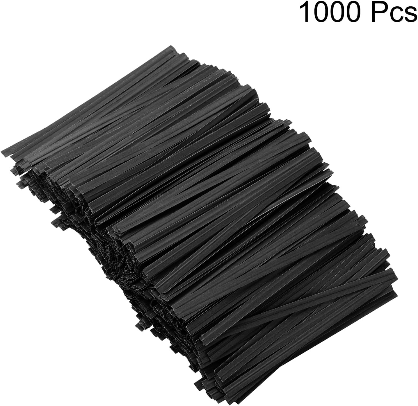 HARFINGTON 1000pcs Bag Twist Ties 3.5" Reusable Kraft Paper Twist Ties Wire Cable Ties for Party Bread Candy Cake, Black