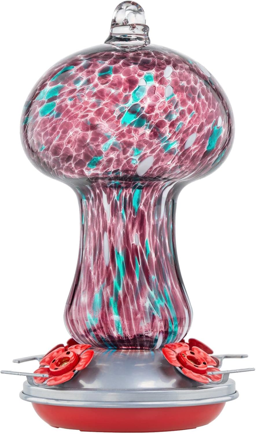 Muse Garden Gifts for Women Hummingbird Feeders for Outdoors Hanging Ant and Bee Proof, Blown Glass Hummingbird Feeder with Ant Moat, Christmas Gardening Gifts for Women Mom, 28OZ, Purple Polka Dots