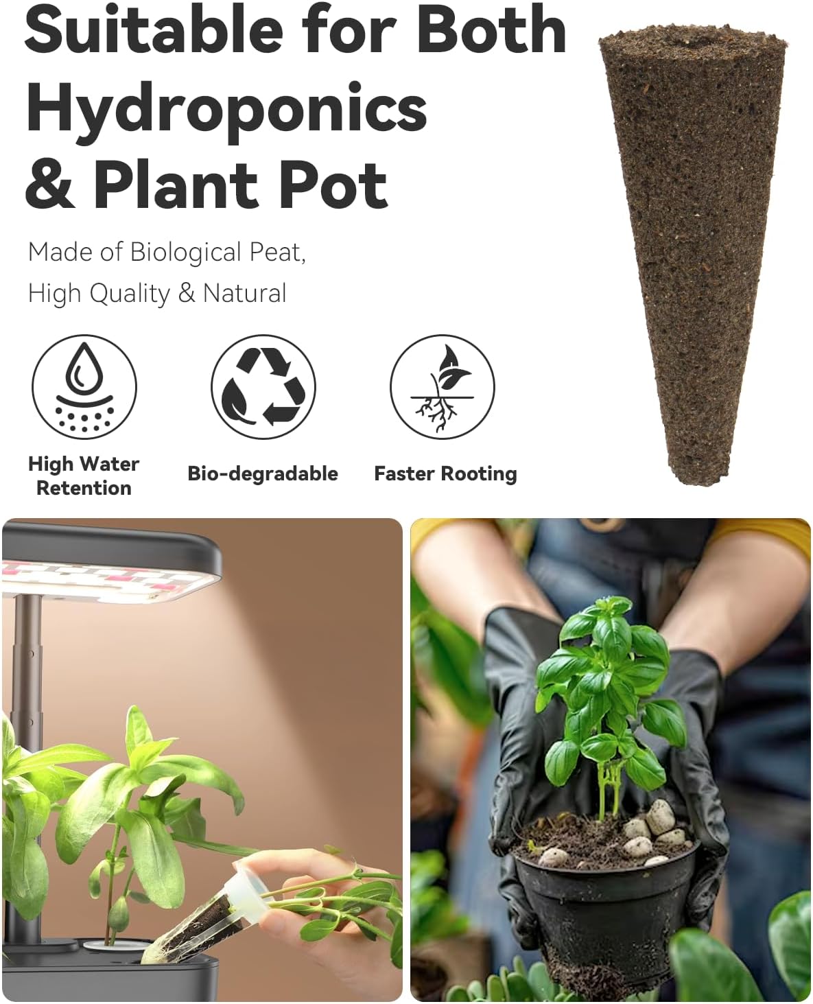 Hydroponics Seed Pod with Genovese Basil & Purple Basil, 16 Pods Complete Kit with Sponge, Basket, Dome, Label, Compatible with AeroGarden, Ahopegarden, GARDENCUBE, iDoo & MUFGA Indoor Smart Gardens