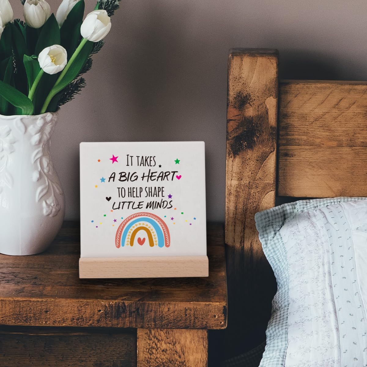 Teacher Appreciation Gifts Graduation Birthday Gifts for Teacher Mentor Coach- It takes a big heart to shape little minds -Teacher's Day Gifts Teacher Decor Ceramic Plaques