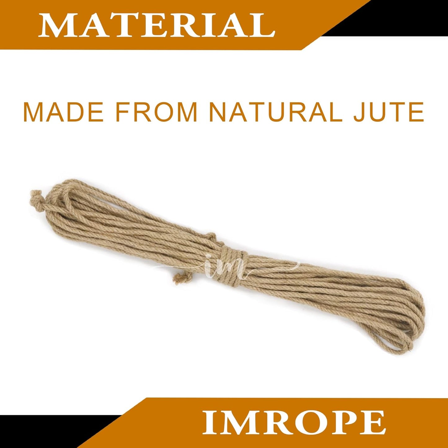 50 ft 1/4 inch (6mm) Jute Twine Rope, Clothesline Natural 4 Strands Jute Rope for DIY Arts Crafts, Garden, Home Decorating