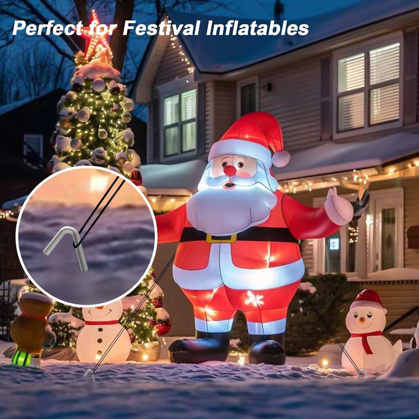 AAGUT Tent Stakes, Tent Stakes Metal Garden Edging Fence Hooks Yard Camping Stake Heavy Duty Galvanized 9 Inch 6 Gauge Tent Pegs for Tarp, Inflatable, Outdoor Christmas Decorations, 25 Pack