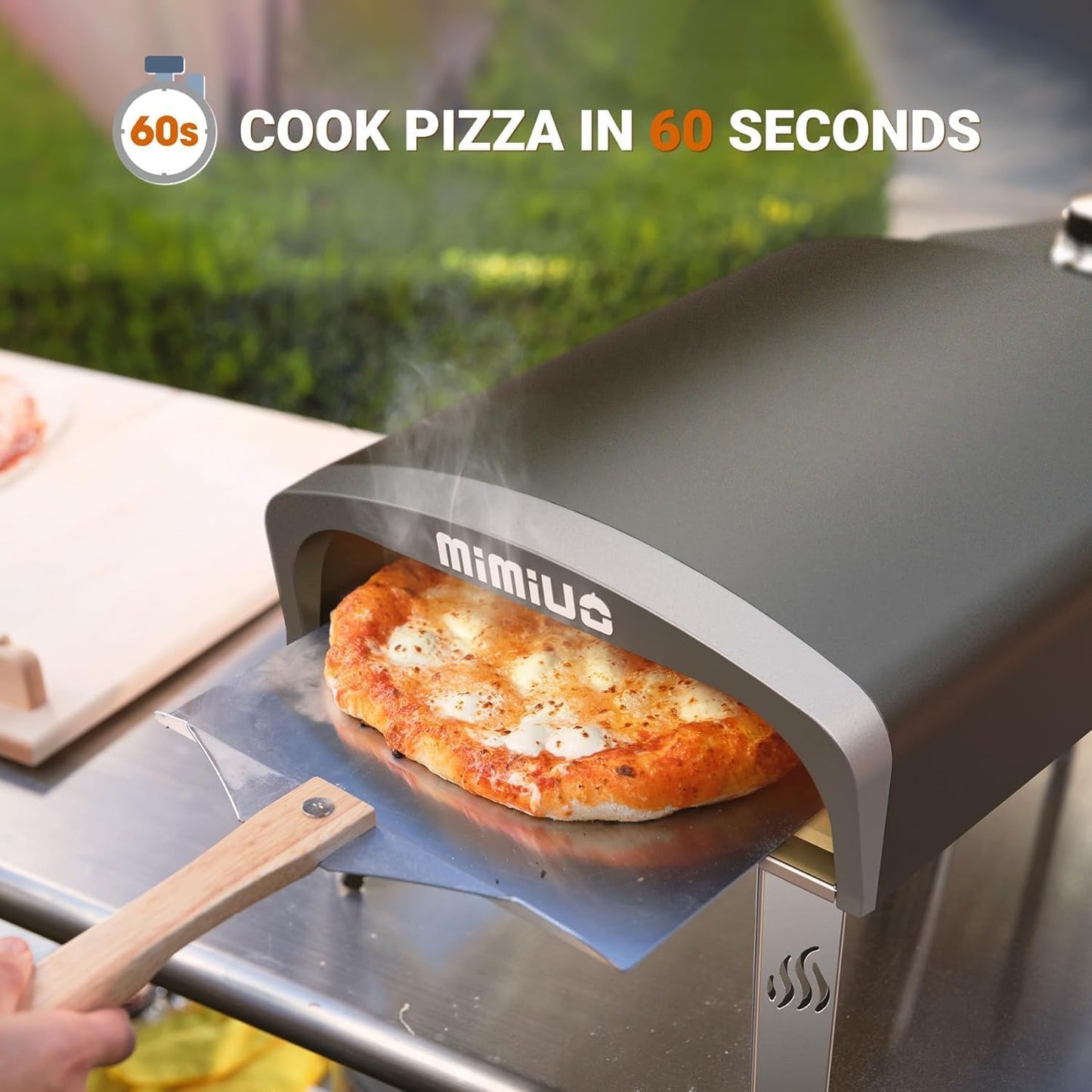 Outdoor Gas Pizza Oven with Automatic Rotating Pizza Stone - 14 Inch Portable Propane Pizza Ovens for Outside - Professional Pizza Grilling Stove for Outdoor Kitchen - Global Patent