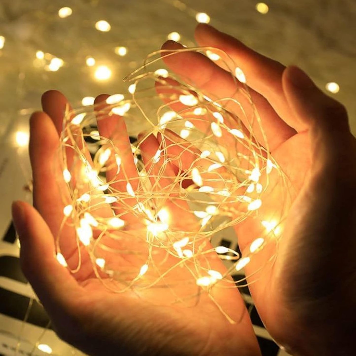 Dazzle Bright Fairy Lights Battery Operated, 2 Pack Total 40FT 120LED Silver Wire Waterproof String Lights, Christmas Decorations for Indoor Outdoor Bedroom Yard Party Decor, Warm White