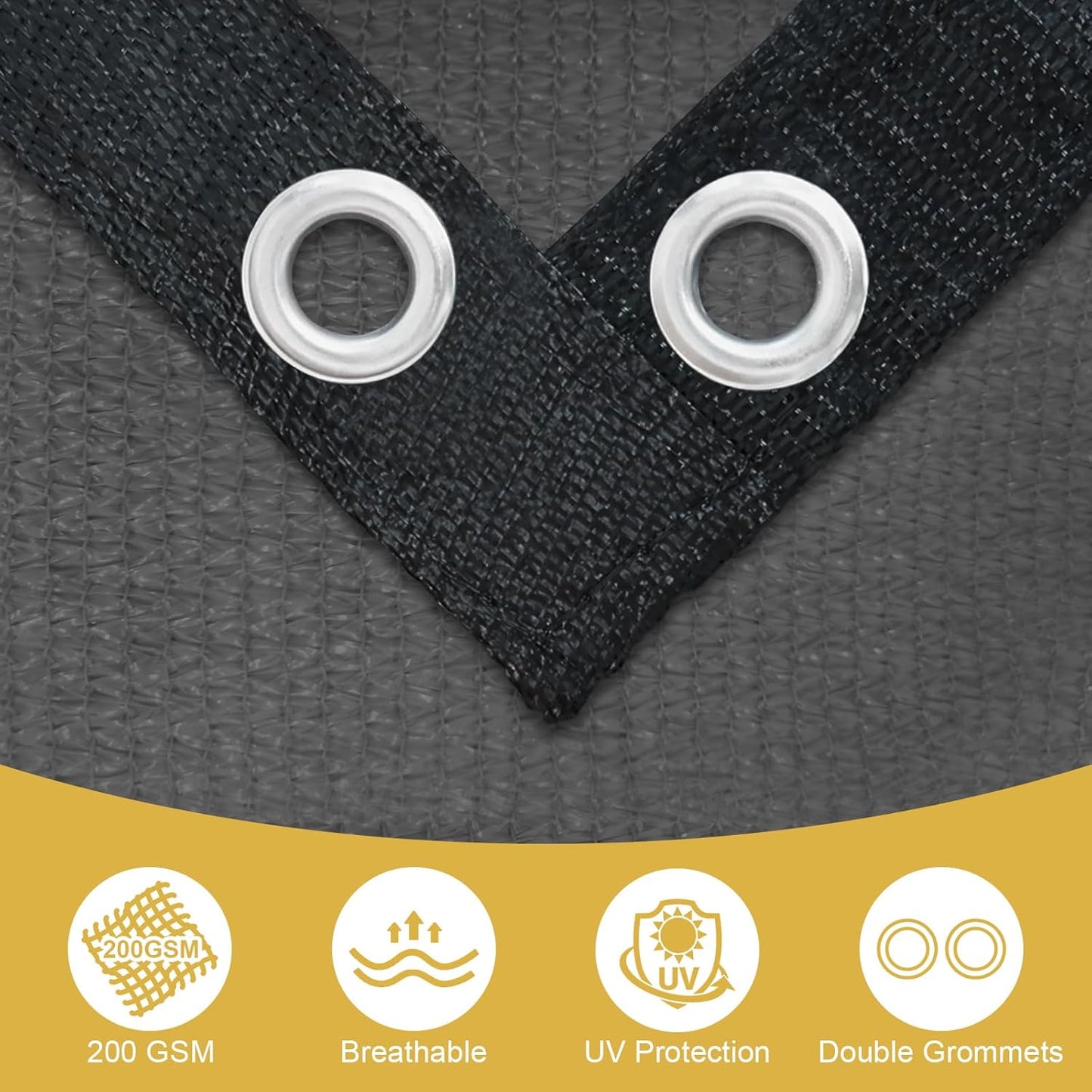 Shade&Beyond 90% Sun Shade Cloth with Grommets, 8' X 8' Pergola Shade Cover Canopy, Mesh Tarp Sun Screens for Patio, Outdoor, Garden, Backyard, Dark Gray