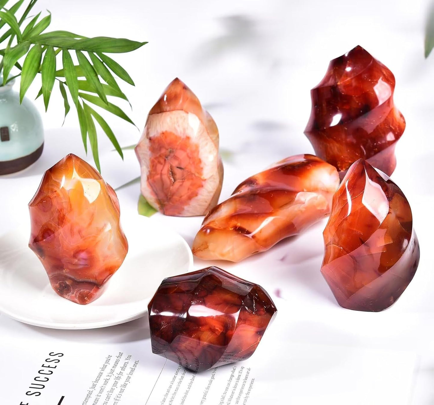 Red Agate Flame Shaped Stone Towers Obelisk Natural Healing Crystal Quartz Reiki Energy Decoration Home Office 0.6-1.0LBS