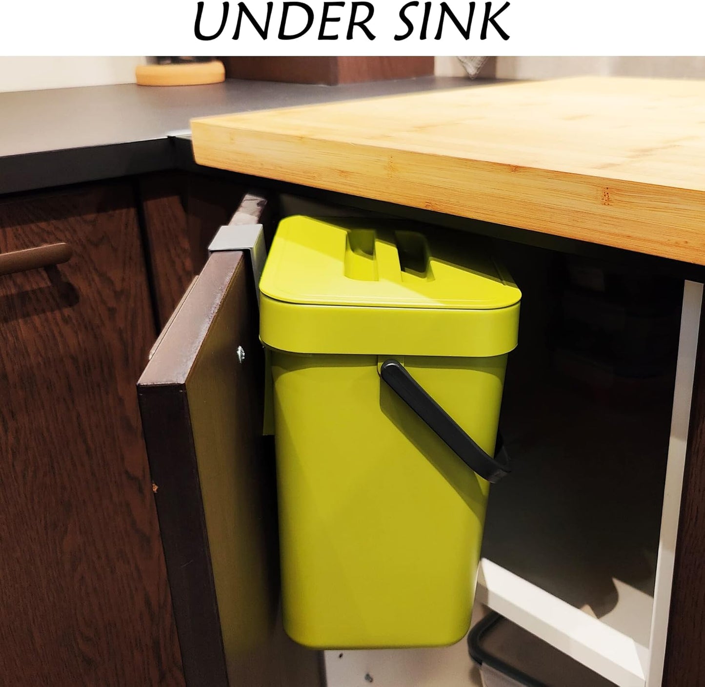 stonespace Small Kitchen Trash Can with Lid, Compost Bin Indoor Kitchen Sealed, Under Sink Trash Can, 5 L/1.3 Gallon Plastic Trash Bin, Green