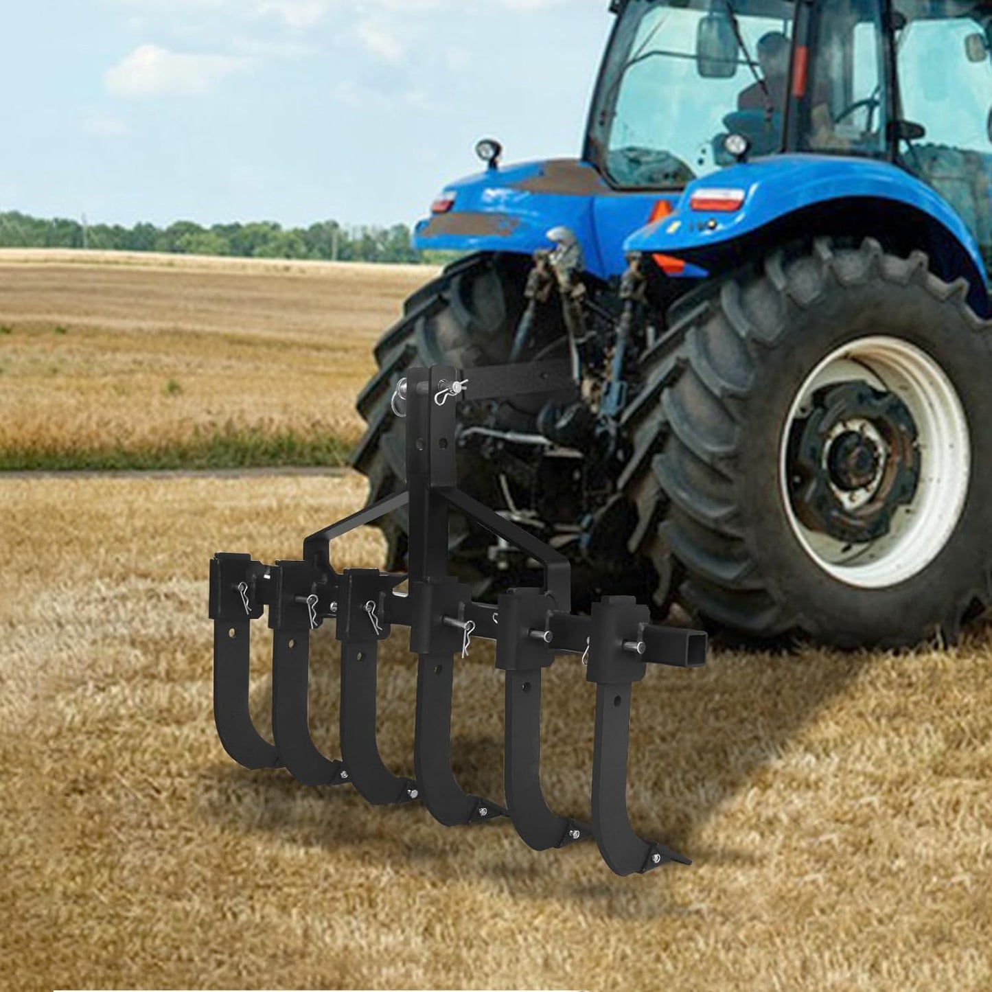 48" Tractor Cultivator/Chisel Plow, Detachable Cultivator with 6 Scarifier Handles,Provides Fertile Soil for Plant Seeds and More,3-Point Scarifier for CAT-0 Black