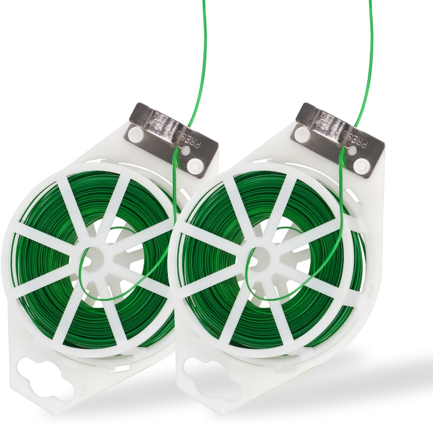 2 Pack 492FT Garden Twist Tie with Built-in Cutter, Rustproof Green Coated Plant Ties for Gardening, Flexible Reusable Tomatoes Ties Support for Indoor Outdoor Home and Office Use