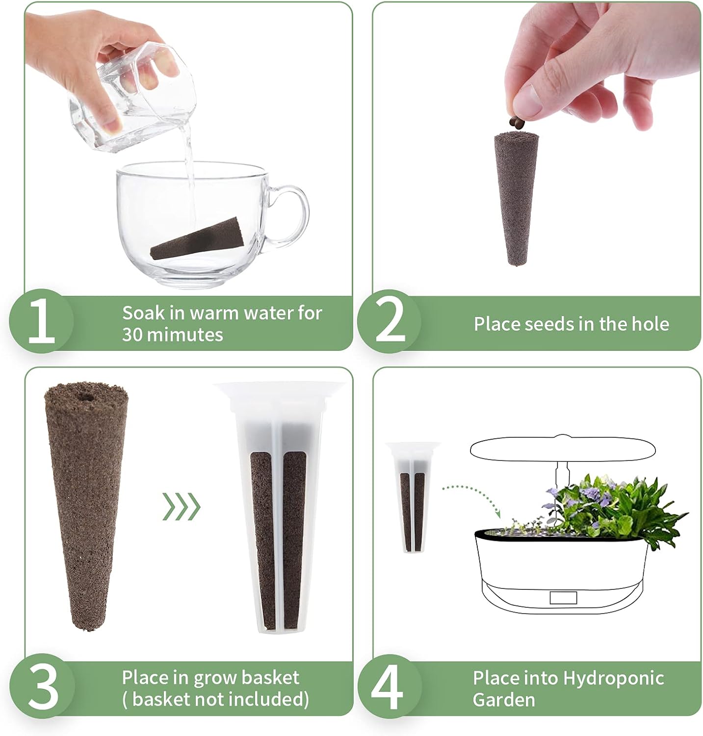 50 Pack Grow Sponges, Seed Starter Pods Growth Sponges Compatible with AeroGarden, PH-Balanced Refill Pods Gardening Accessories for Hydroponic Indoor Growing System