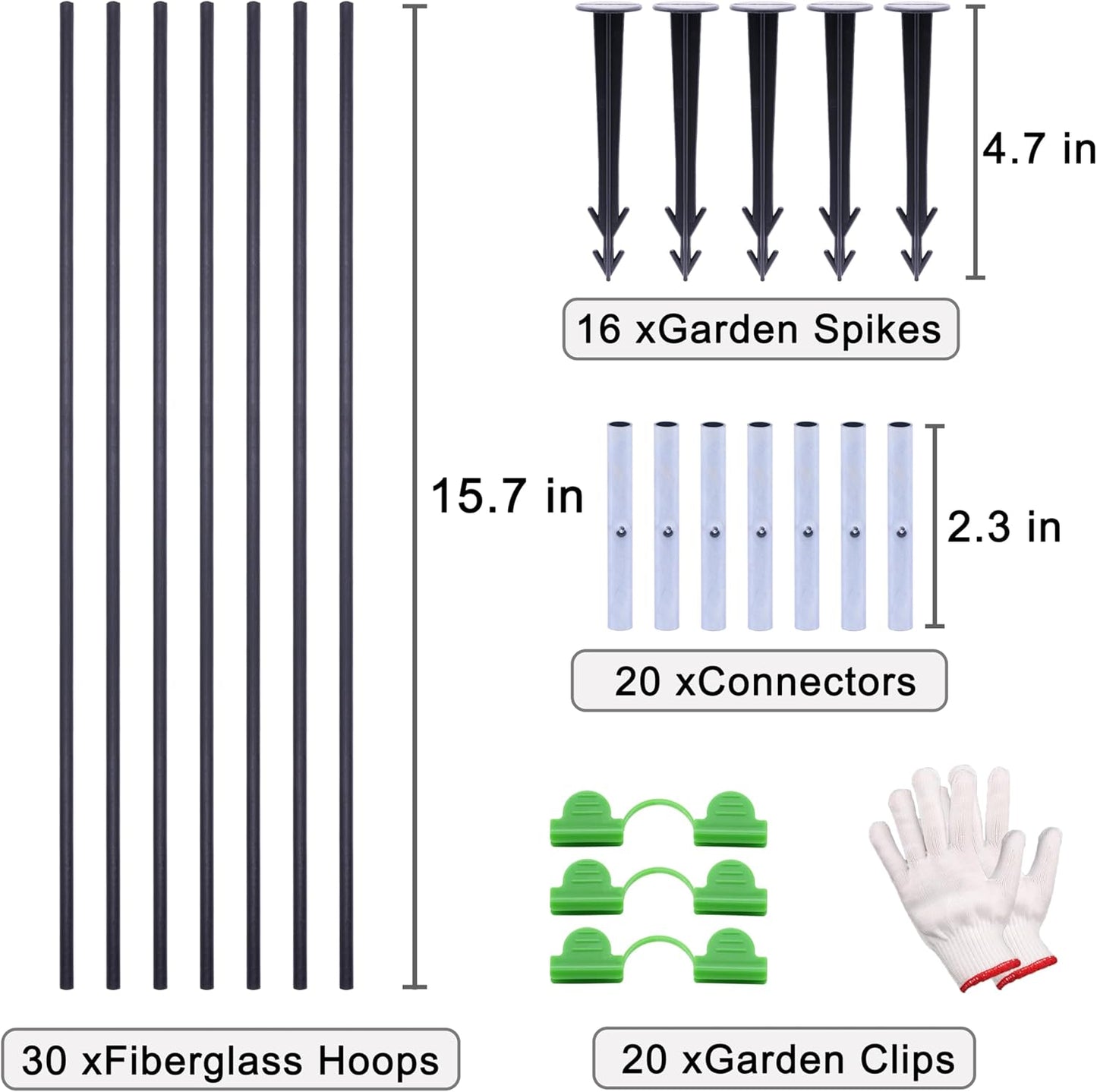 Greenhouse Hoops，30PCS Greenhouse Hoops Grow Tunnel，6mm Plastic Wrapped Greenhouse Arches，DIY Greenhouse Hoops for Raised Beds.