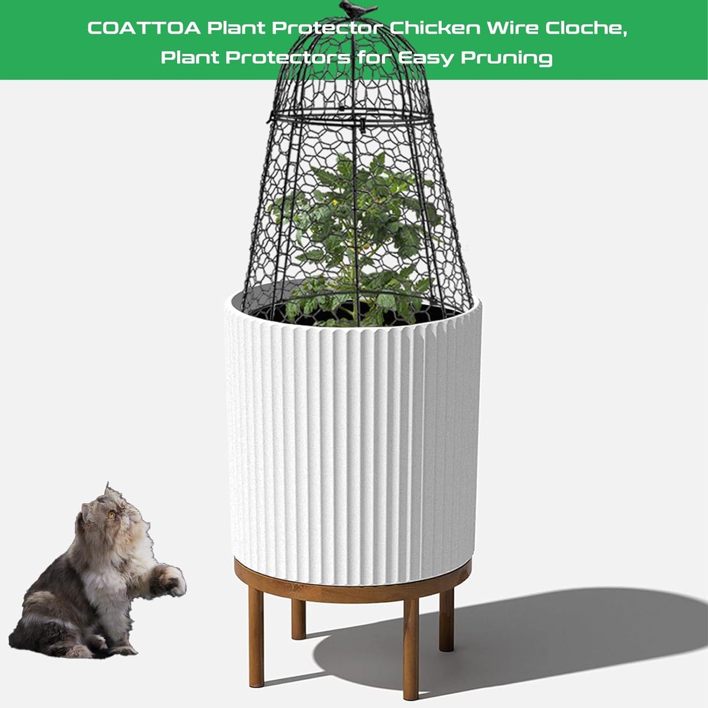 Plant Protector Chicken Wire Cloche 4 PCS, Plant Protectors from Animals, 18.7×12 Inch Large Garden Cloches for Plants, Sturdy 2-in-1 Cloche Dome for Plants, Plant Protectors for Easy Pruning