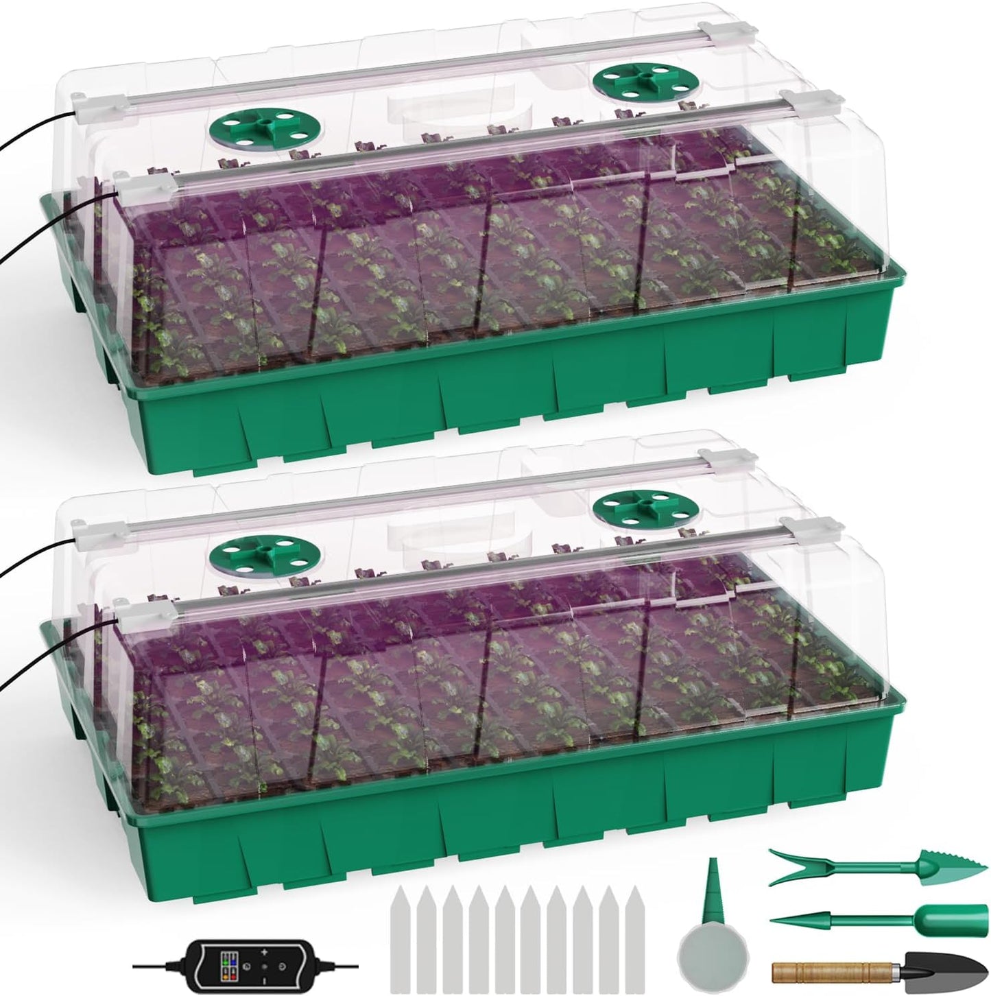 120 Cell Seed Starter Tray, Seed Starter Kit with Growth Light, 3.54-inch Humidity Dome Seedling Germinatio Starter Kit, Indoor Seed Germination Tray for Seed Reproduction and Seed Initiation