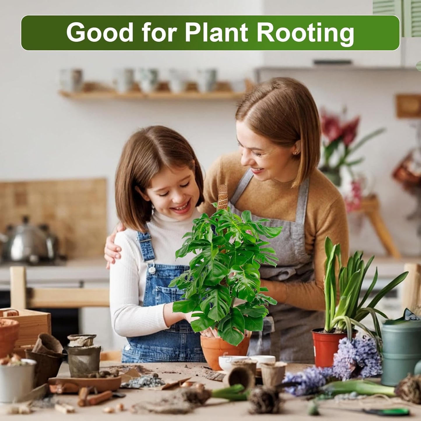 2 Pack 28'' Bendable Moss Pole Monstera Plant Support for Indoor Climbing Plants, Tall Plant Stick Support Stake for Potted Plants, Pothos, Philodendron