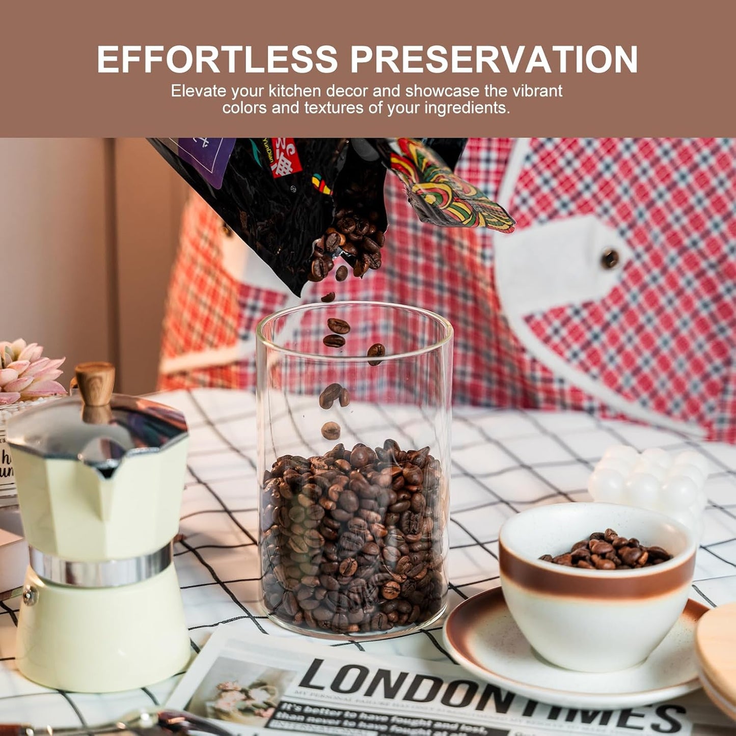 Glass Food Storage Jars Set of 8,26oz-Glass Storage Containers Clear Glass Food Canister with Bamboo Lid Airtight For Serving Tea, Coffee, Flour,Candy, Cookie, Spice(Round-80CMx150CM)