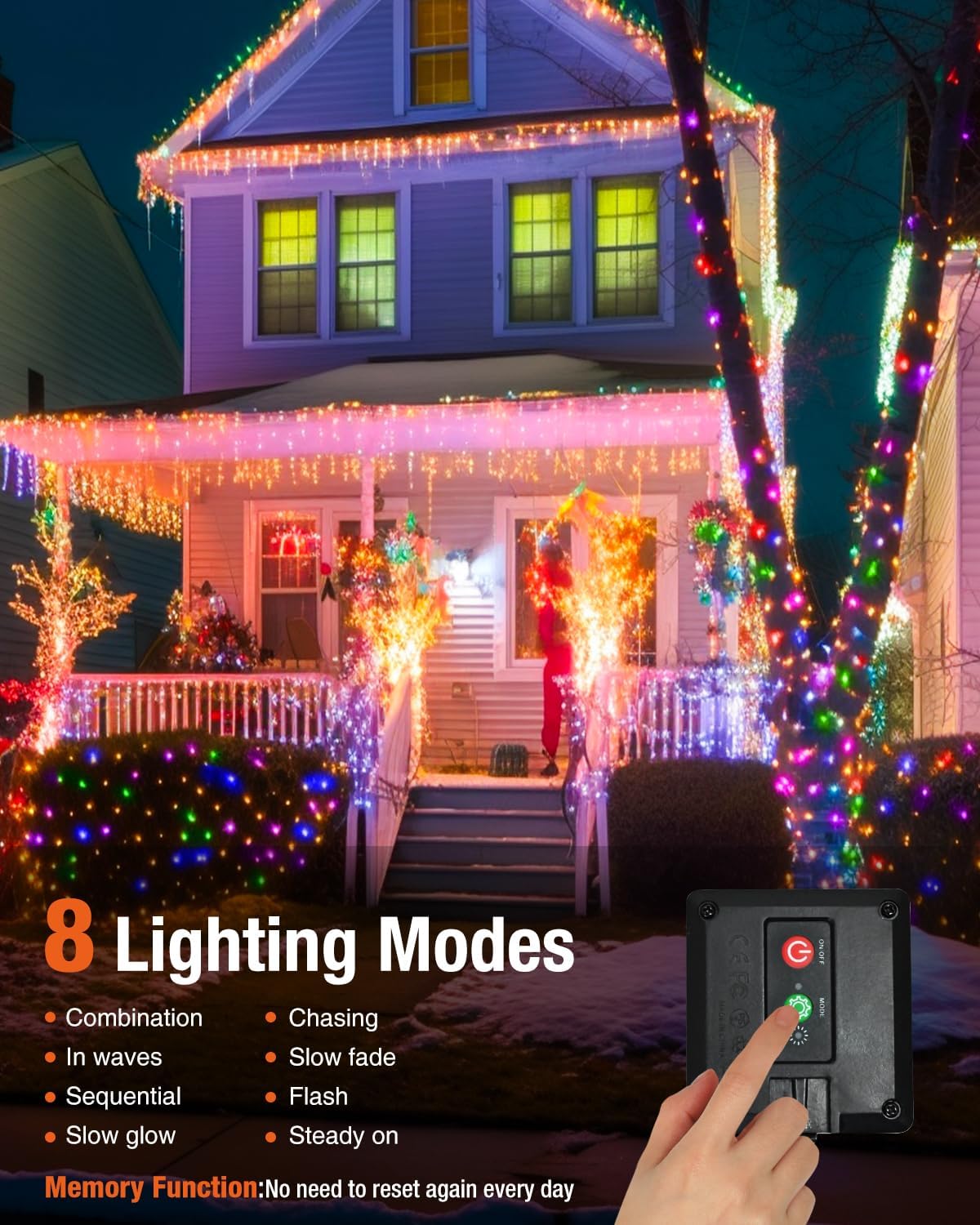 3 Pack Solar Fairy Lights for Outside Waterproof, 49FT/15M 150LED Solar String Lights Outdoor 8 Modes Solar Twinkle Lights for Garden Yard Christmas Tree Wedding Party Decor, Multicolor