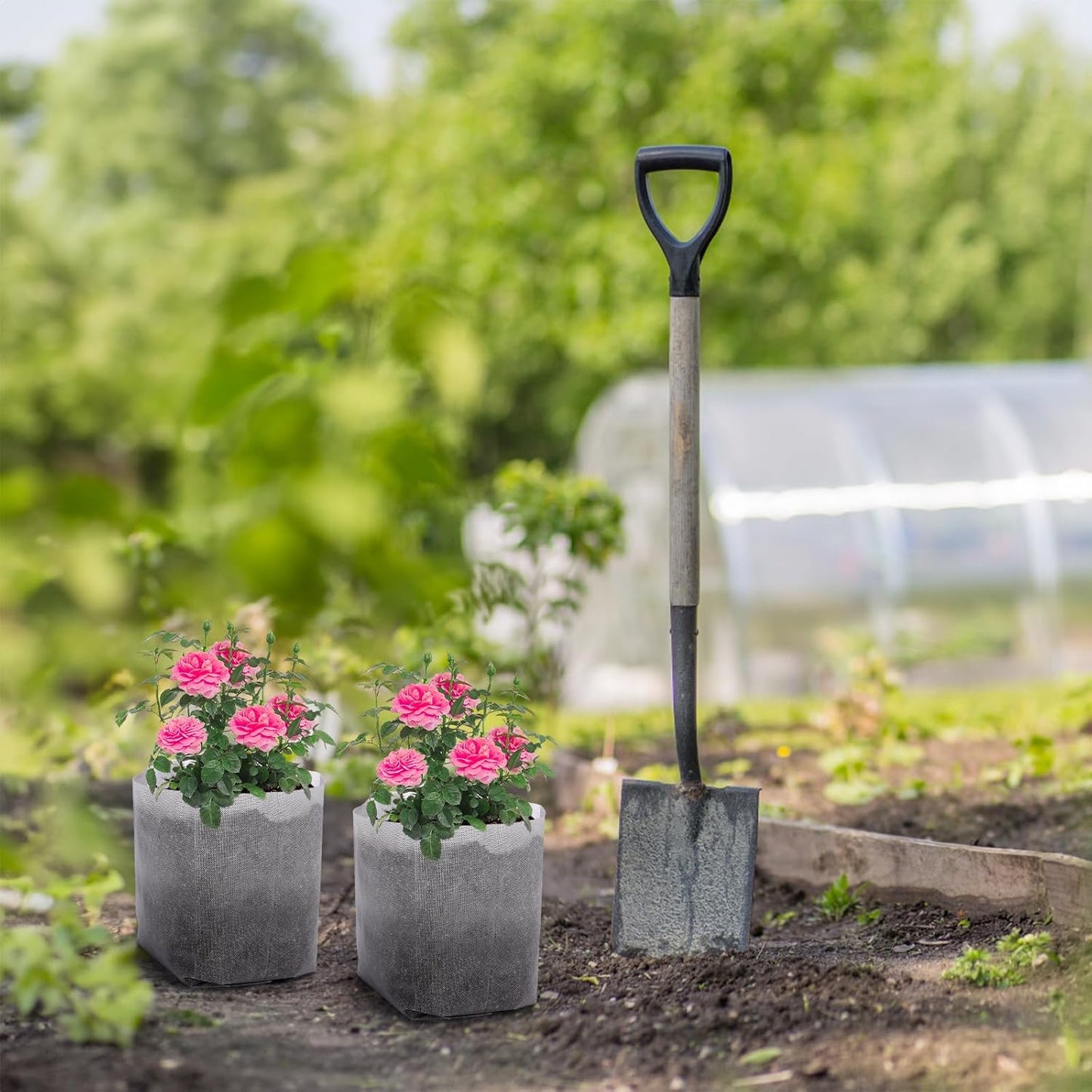 GREANER Biodegradable Plant Pots, 15.7"x14.2" Non-Woven Seedling Nursery Bags, 20-Pack Durable Garden Bags for Vegetable, Flower, Plant Grow