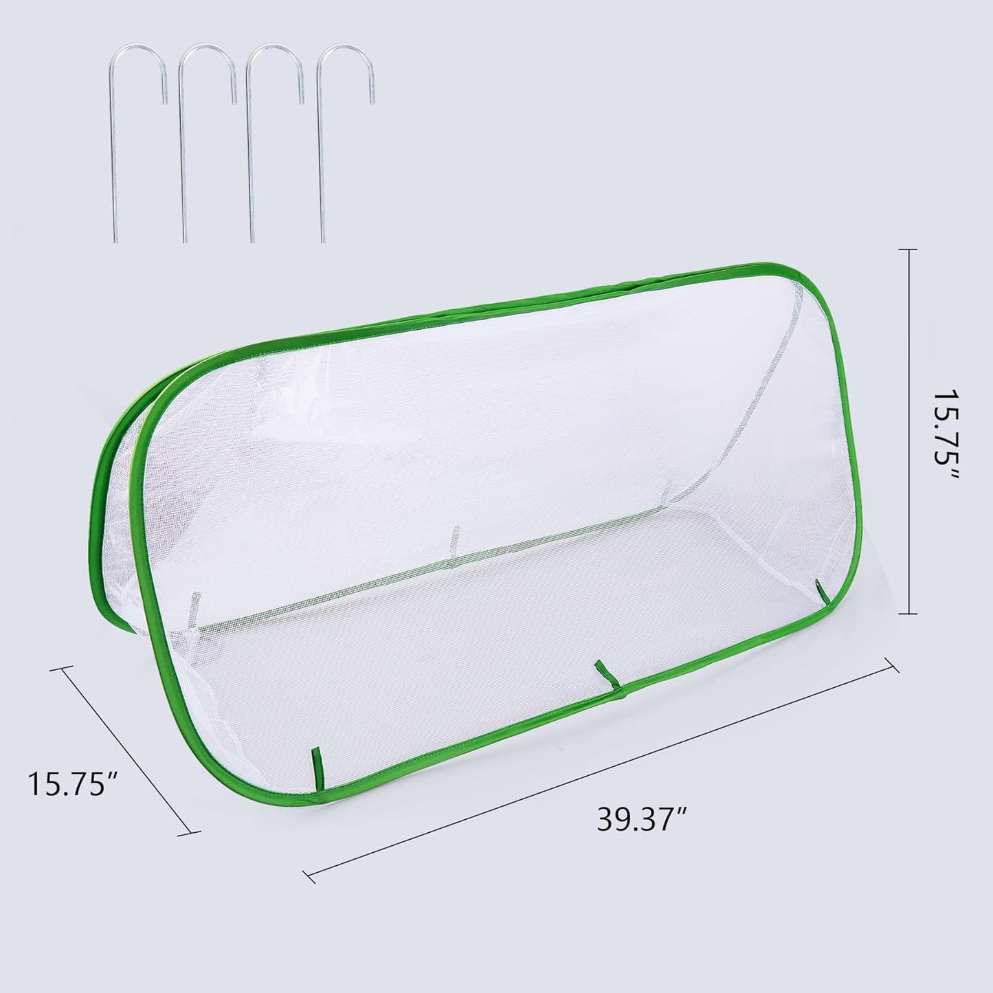 Pop-Up Garden Net Cloche Tunnel, Mini Grow Tent and Plant Protection Cover for Fruit, Vegetables, Strawberry, Flowers and Herbs with 4 Stakes, 39.4" x 15.75" x 15.75"