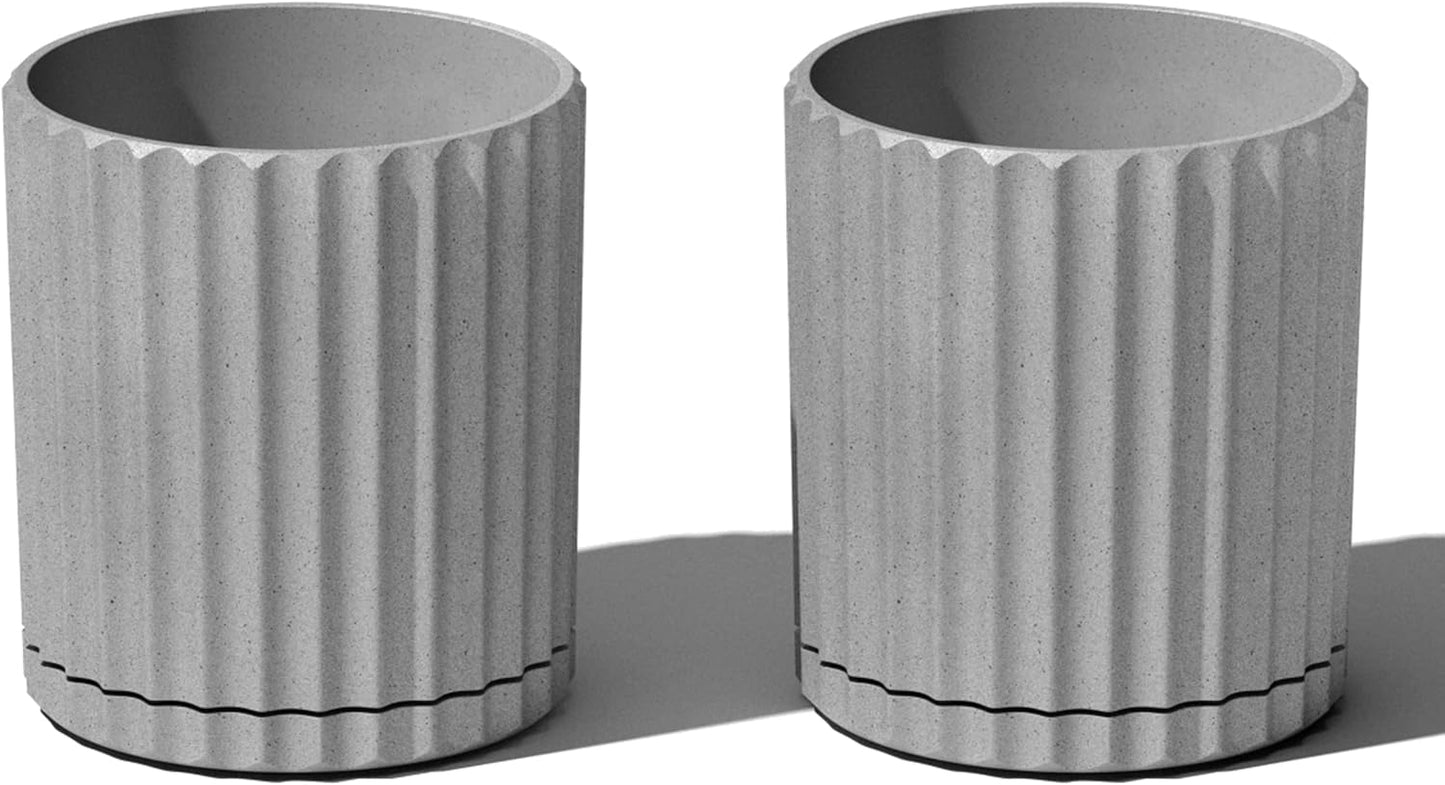 Veradek Demi Series Demi 6" Planter w/Tray - Grey, 2 Pack