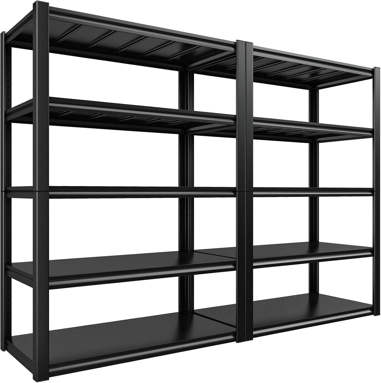 REIBII Garage Shelving 48.2" W Storage Shelves 3000LBS Heavy Duty Shelving Adjustable Metal Shelf Industrial 5 Tier Pantry Shelves for Basement Warehouse Supermarket 72.2"H x 24.2"D x 48.2"W, 2 Pack